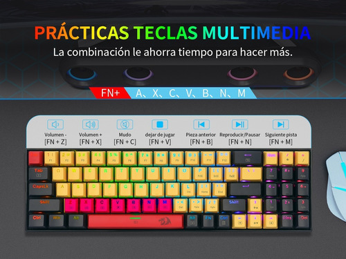 Imagen 6 de 8 de Teclado Gamer Ergonómico De 78 Teclas Con Cable Y Luz Rgb