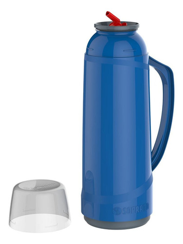 Termo Soprano Cristal com bico de vidrio 1L azul