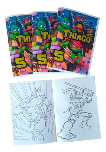 25 Libros Para Colorear Personalizados  Tortugas Ninjas- K