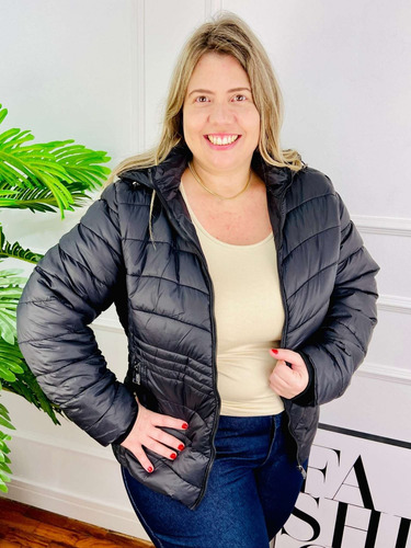 Imagem 3 de 6 de Jaqueta Fem Forrada Puffer Toca Removível Plus Size