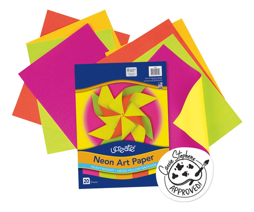 Papel Arte Neon 5 Color Surtido 9 X 12  20 Hoja