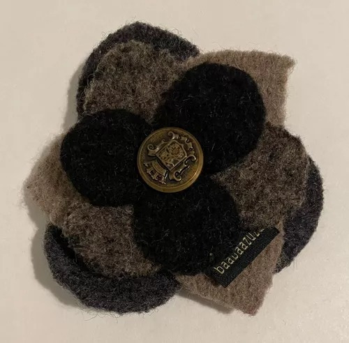 Pin Broche Importado Unico Flor Lana Negro/marron Baabaazuzu