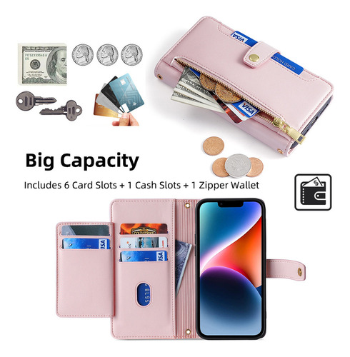 Funda De Cuero Para iPhone Carcasa De Bolsa Con 2 Correa