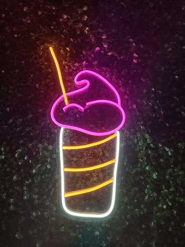 Letrero Malteada Led Neón Frappé Cafetería Crepas Decoración