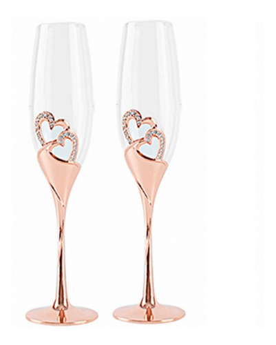 Copas Novios 2 Corazones Rose Gold