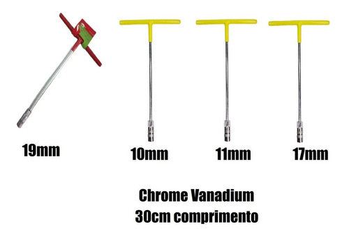 04 Chave T Canhão 10-11-17 E 19 Longa 30 Cm - Idea