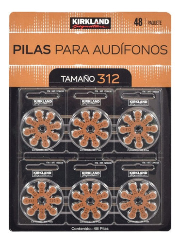 Pilas Aparato Auditivo Tamaño 312 Audífonos 48 Piezas Ks