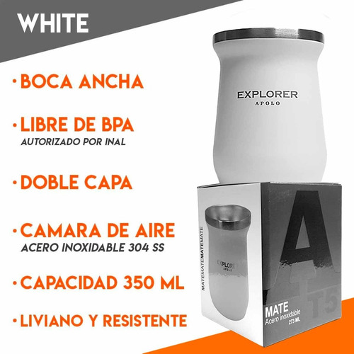Imagen 3 de 10 de Mate Termico Explorer Clásico Acero Inoxidable 273 Ml