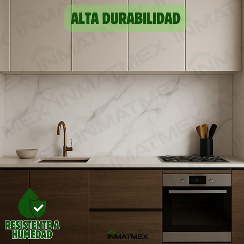 Panel Tipo Marmol Para Cocinas 4pz 60x120 Cm Inmatmex Color Blanco MÁRMOL 60X120
