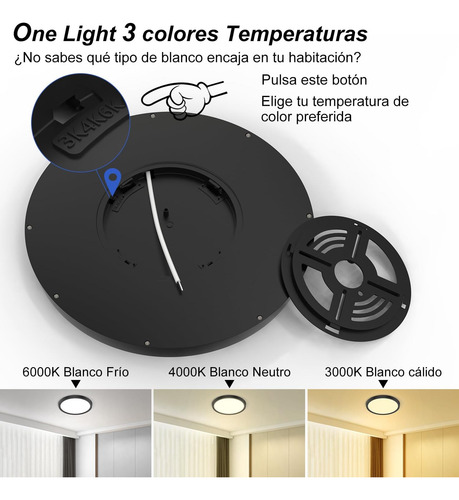 Led Tipo Plafón 18 W, Redondo, 3000-6000k, 3 Colores