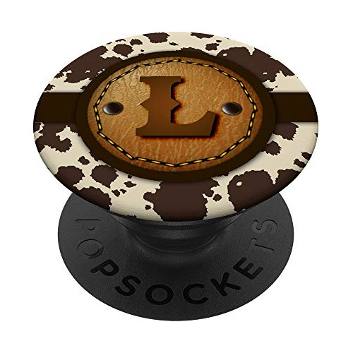 Brown Cow Print Western Monogram - Carta Inicial L G2z2x