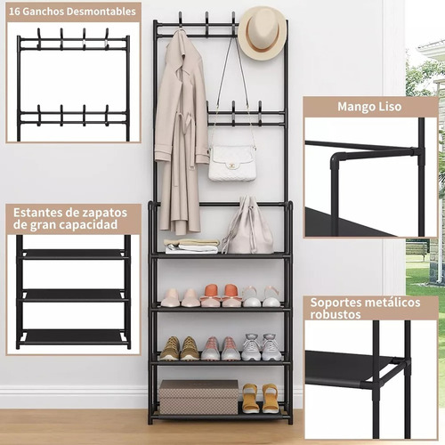 Organizador Perchero Y Zapatera Multifuncional Con 4 Niveles