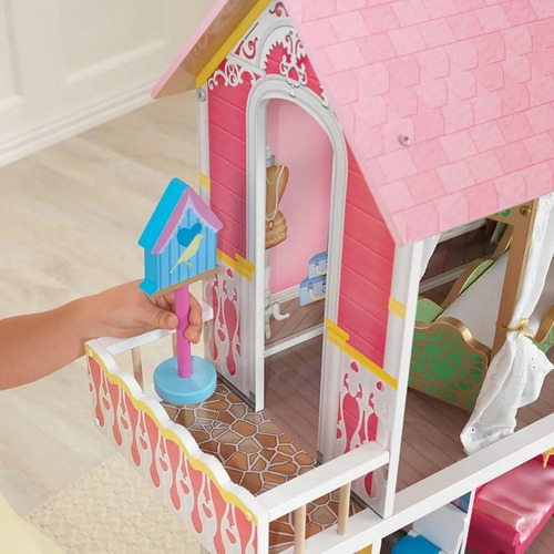 Casa De Muñecas De Madera Con Muebles Juguete Para Niña Color Multicolor