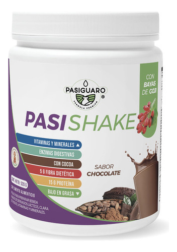 Malteada Pasi-shake Chocolate De 520 G Proteina + Bayas Goji Sabor Sin sabor