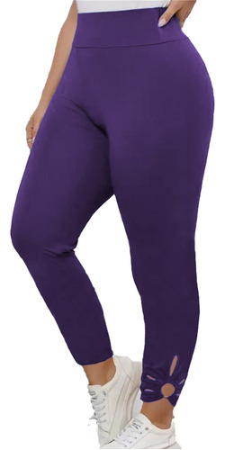 Leggings De Cintura Baja De Color Para Mujer Con Pétalos Ahu