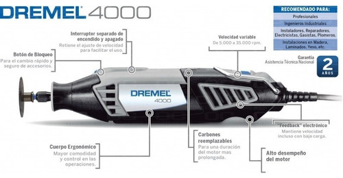 Minitorno Dremel Serie 4000 175w + 26 Acc Multiherramienta