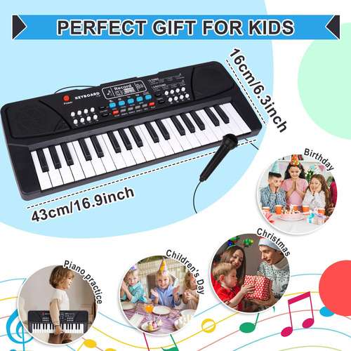 Teclado De Piano Mejorado Para Niños, 37 Teclas Con