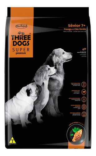 Imagen 1 de 7 de Comida Para Perro Three Dogs Senior Pollo Y Te Verde 3kg