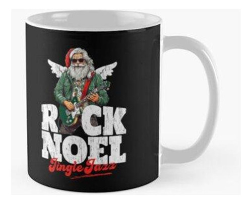 Taza Papa Noel Tocando Guitarra Jazz Navidad Guitarrista Mús