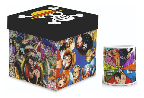 One Piece Taza Anime Con Caja De Madera Para Regalo 