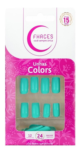 Unhas Postiças Colors Azul Piscina U3096 Fhaces