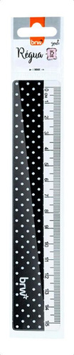 Régua Plástica Estampada 15cm Material Escolar - Brw Cor Preto