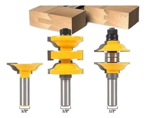 Tres Brocas Router Ensamble De Puerta Principal 1 3/4