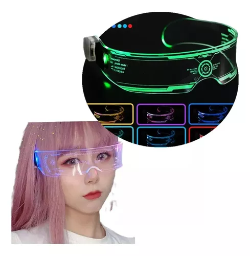 ER Gafas Luminosas LED, 8 Modelos de Luz, Gafas Luminosas Cyberpunk Gafas  Futuristas, Gafas LED Recargables USB para Raves, Cosplay y Fiestas Rojo  Verde