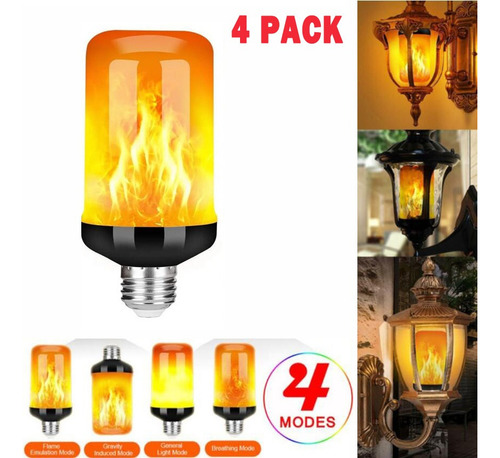 Lámparas De Llama Parpadeante 4 Modos Led Efecto De Luz Fueg