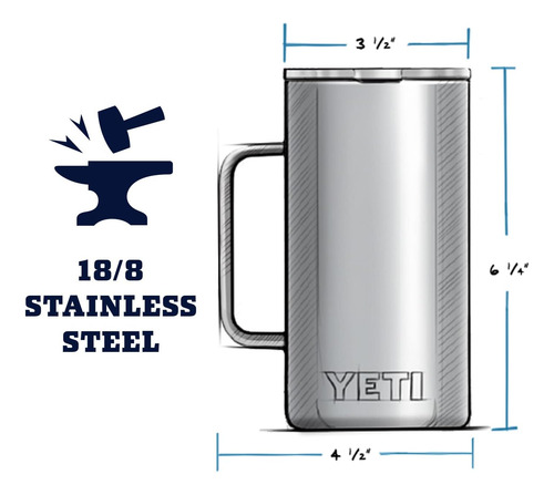 Taza Yeti Rambler De 24 Onzas, Aislada Al Vacio, De Acero...