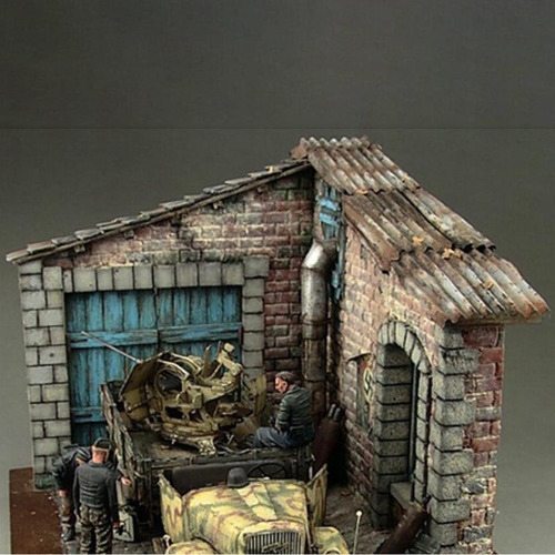 8 Peças Escala 1/35 Galpão De Aço Telha Corrugada Areia
