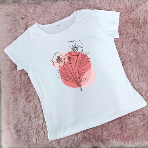 Blusa Playera Mujer Ramito De Flores Manchas Rosas