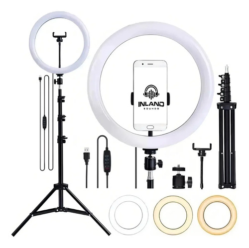 Anel De Led Ring Light 10 Pol 26cm Iluminador Fotos Videos Inland Sounds Estudio Profissional Flash