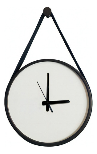 Relógio Adnet Marrom Alça Preta Mostrador Branco 50 Cm Cor da moldura Preto