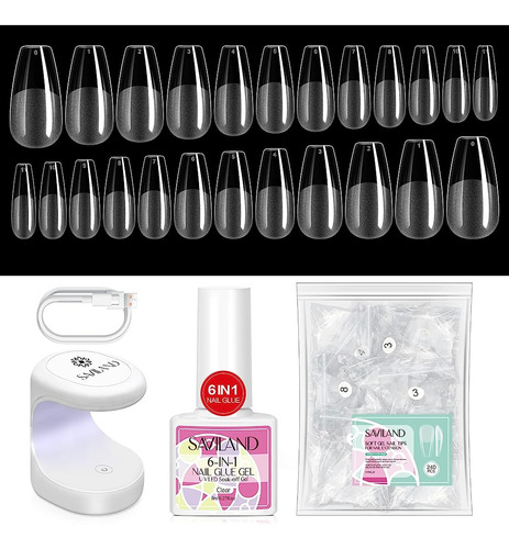 Saviland Nail Tip And Glue Gel Kit, Gel X Nail Kit Con 240pc