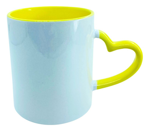 Caneca Alça Coração Interior Amarelo - Sublimação Live