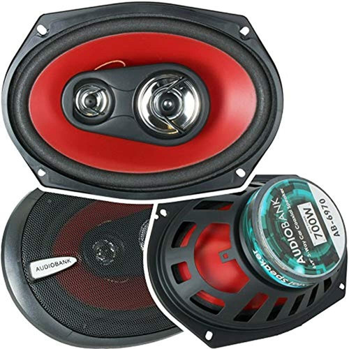 2 Altavoces Coaxiales Estéreo Audiobank 6x9 700 Vatios Rojos