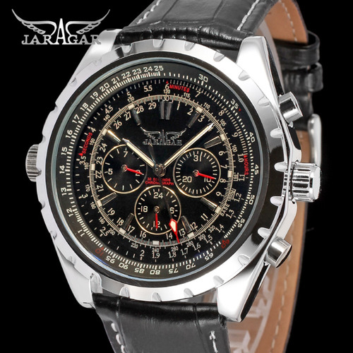 Relógio Mecânico Automático Masculino Com Pulseira De Couro