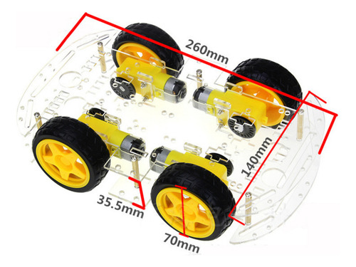 4 X Kit Chassi 4 Rodas 4wd Robô Projeto Arduino + Nfe