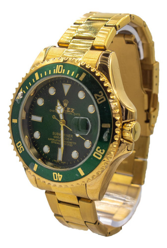 Relógio Rolex Submariner Style Luxo Subaquático Ouro Verde