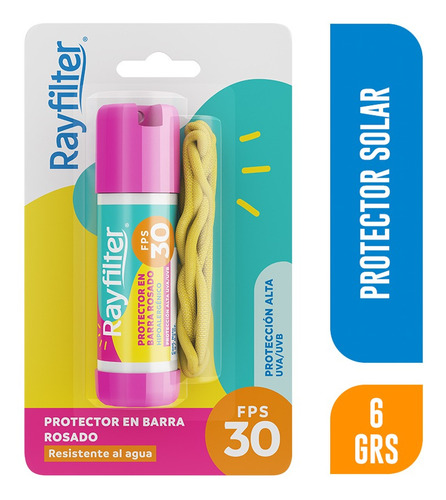 Bloqueador Protector Solar Rosado Resistente Al Agua 30fps