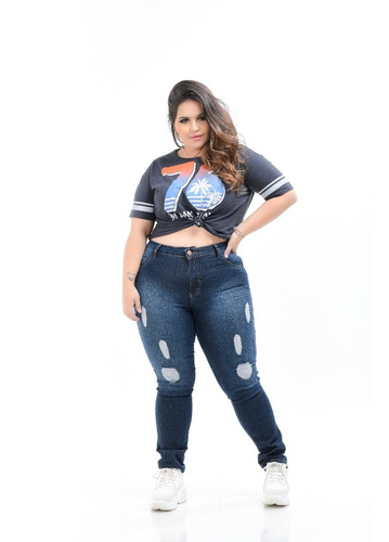 Calça Jeans Feminina Plus Size Dins Gordinhas Com Lyra