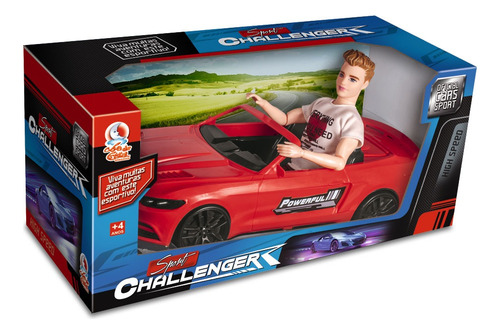 Carrinho Corrida Conversível Esportivo Com Boneco Brinquedo