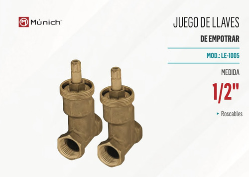 Juego De Llaves Para Empotrar Roscables 1/2'' Para Regadera
