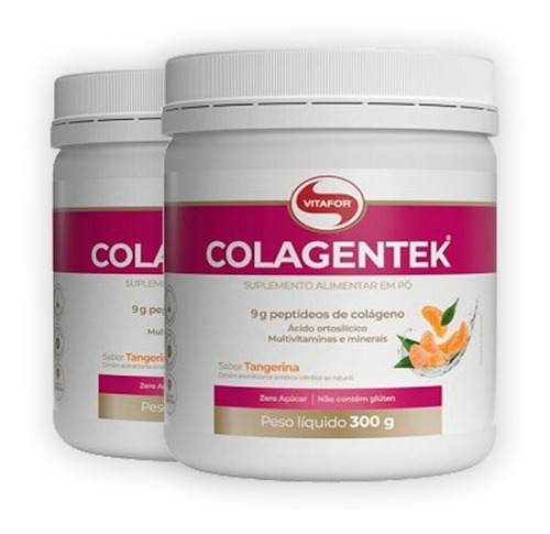 Kit 2 Colágeno Hidrolisado Colagentek Vitafor De Tangerina