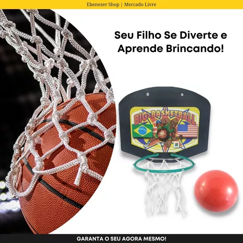 Mini Cesta Basquete Infantil Com Bola E Suporte P/ Porta