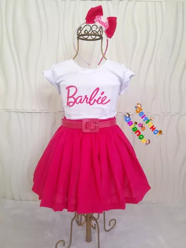 Conjunto Infantil Barbie Menina Roupa Fantasia Barbie Menina