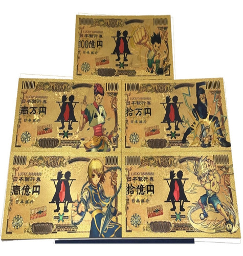 Hunter X Hunter Set 5 Billetes Yen Dorados  Kurapika Anime