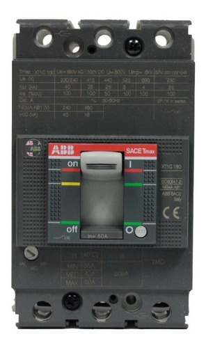 Interruptor Termomagnético Tmax Abb Xt1c 160 Tmd 50-500 3p