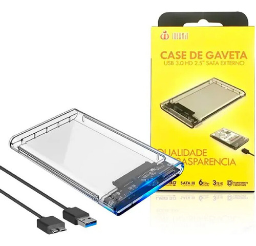 Case Externo Usb 3.0 Para Hd Sata 2.5 Notebook Transparente